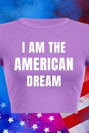 American Dream Y2K Crop Tee, 90s Slogan Aesthetic Fashion, 2000s Letter Print Streetwear