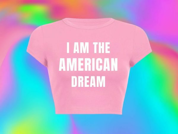 American Dream Y2K Crop Tee, 90s Slogan Aesthetic Fashion, 2000s Letter Print Streetwear