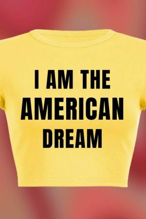 American Dream Y2K Crop Tee, 90s Slogan Aesthetic Fashion, 2000s Letter Print Streetwear