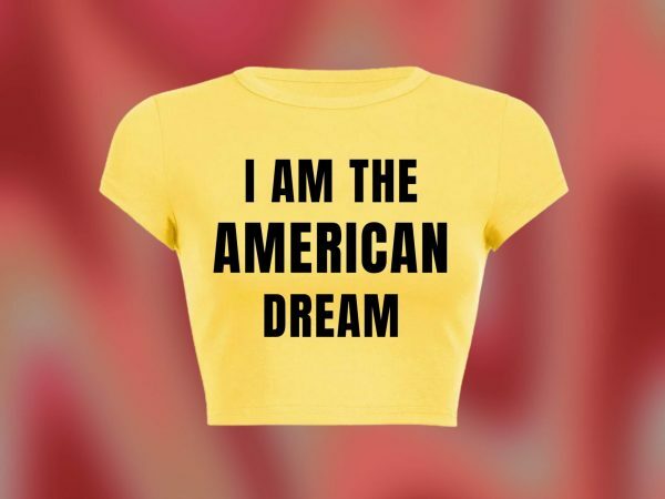 American Dream Y2K Crop Tee, 90s Slogan Aesthetic Fashion, 2000s Letter Print Streetwear