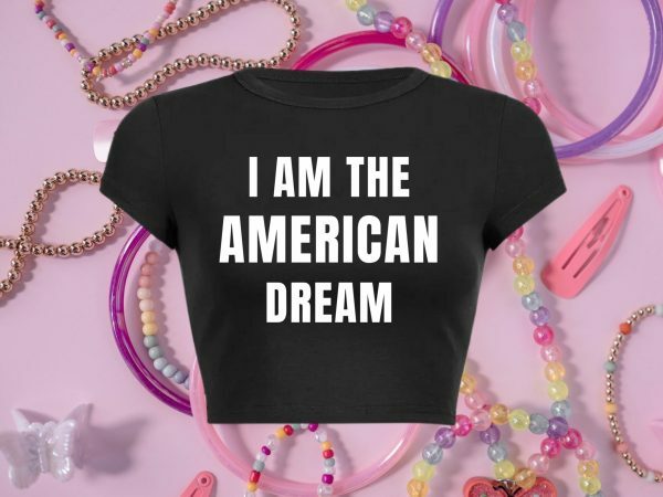 American Dream Y2K Crop Tee, 90s Slogan Aesthetic Fashion, 2000s Letter Print Streetwear