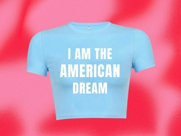 American Dream Y2K Crop Tee, 90s Slogan Aesthetic Fashion, 2000s Letter Print Streetwear