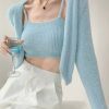 Baby Blue Knit Crop Cardigan Set - Y2K Streetwear Aesthetic