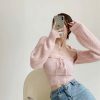 Baby Pink Knit Crop Cardigan Set - Y2K Streetwear Aesthetic