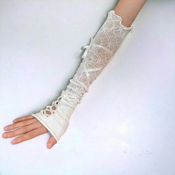 Black Lace Fingerless Gloves | Women's Steampunk Arm Sleeves