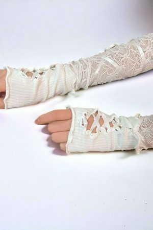 Black Lace Fingerless Gloves | Women's Steampunk Arm Sleeves