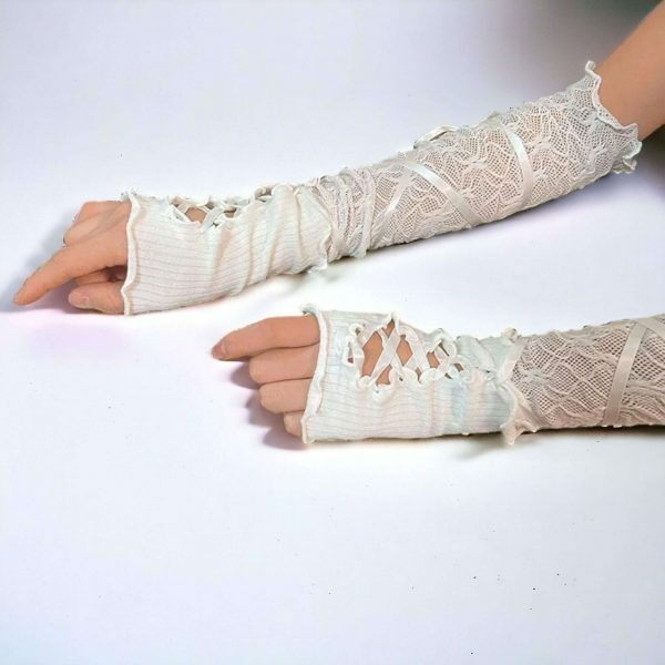 Black Lace Fingerless Gloves | Women's Steampunk Arm Sleeves