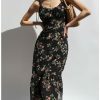 Black Pink Roses Maxi Dress Y2K Streetwear Aesthetic