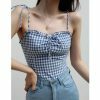 Blue Checked Strappy Cami Crop Top - Y2K Streetwear Aesthetic