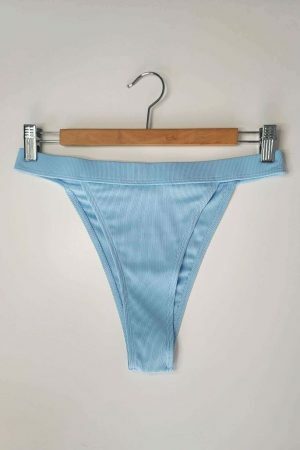 Bright Baby Blue Ultra High Cut Ribbed Bikini Bottom