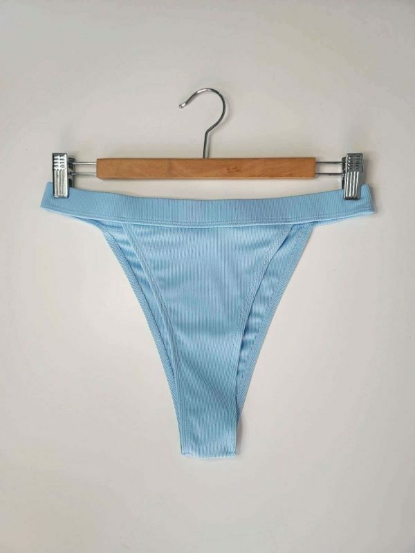 Bright Baby Blue Ultra High Cut Ribbed Bikini Bottom