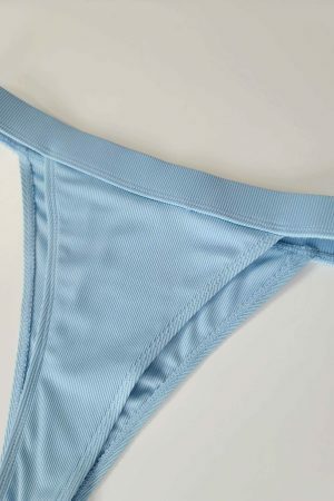 Bright Baby Blue Ultra High Cut Ribbed Bikini Bottom