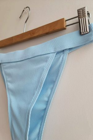 Bright Baby Blue Ultra High Cut Ribbed Bikini Bottom