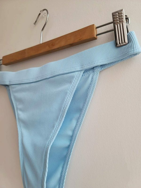 Bright Baby Blue Ultra High Cut Ribbed Bikini Bottom