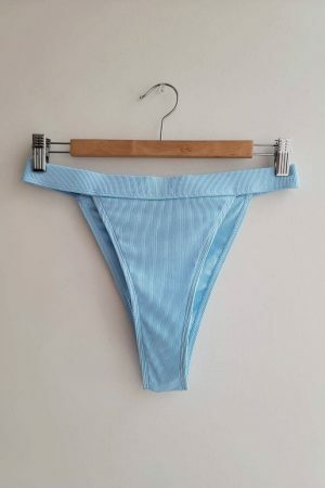 Bright Baby Blue Ultra High Cut Ribbed Bikini Bottom