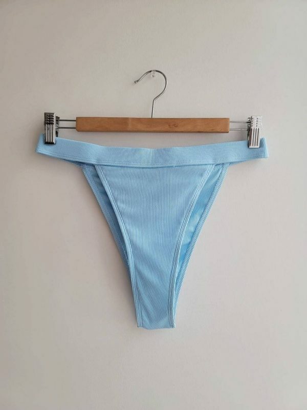 Bright Baby Blue Ultra High Cut Ribbed Bikini Bottom