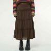 Brown Pleated Midi Skirt - Vintage Grunge Kawaii Retro Aesthetic