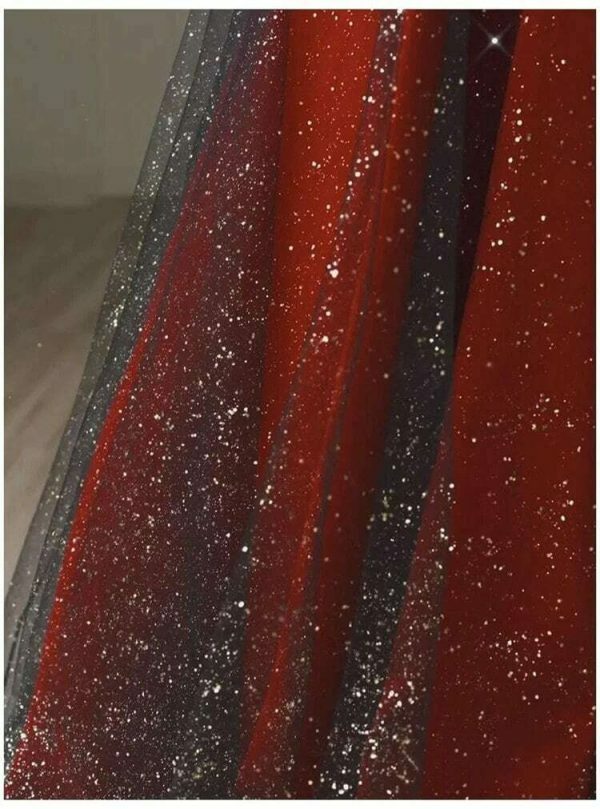 Burgundy Sequin Strapless Evening Dress, Y2K Aesthetic, Streetwear Fashion