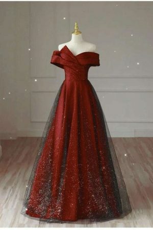 Burgundy Sequin Strapless Evening Dress, Y2K Aesthetic, Streetwear Fashion