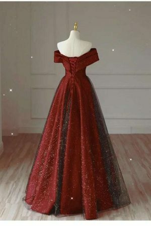 Burgundy Sequin Strapless Evening Dress, Y2K Aesthetic, Streetwear Fashion