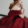 Burgundy Sequin Strapless Evening Dress, Y2K Aesthetic, Streetwear Fashion