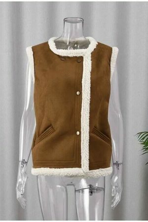 Cashmere Patchwork Waistcoat: Y2K Streetwear Vest for Women