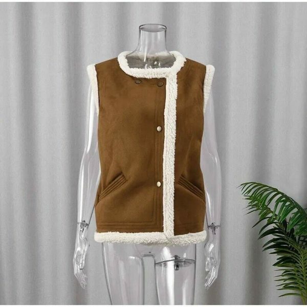 Cashmere Patchwork Waistcoat: Y2K Streetwear Vest for Women