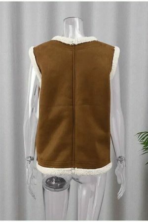 Cashmere Patchwork Waistcoat: Y2K Streetwear Vest for Women