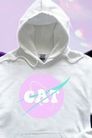 Celestial Catgirl Hoodie - Y2K Aesthetic Streetwear for Cat Lovers