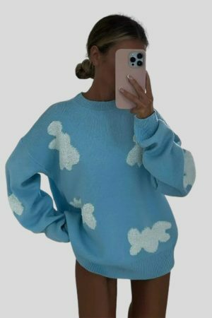 Chic Embroidery Knit Sweater: Love Heart Pullover, Loose Fit Top, Thick Winter Jumper