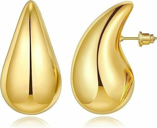 Chunky Gold & Silver Teardrop Huggies | Statement Earrings