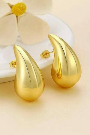 Chunky Gold & Silver Teardrop Huggies | Statement Earrings