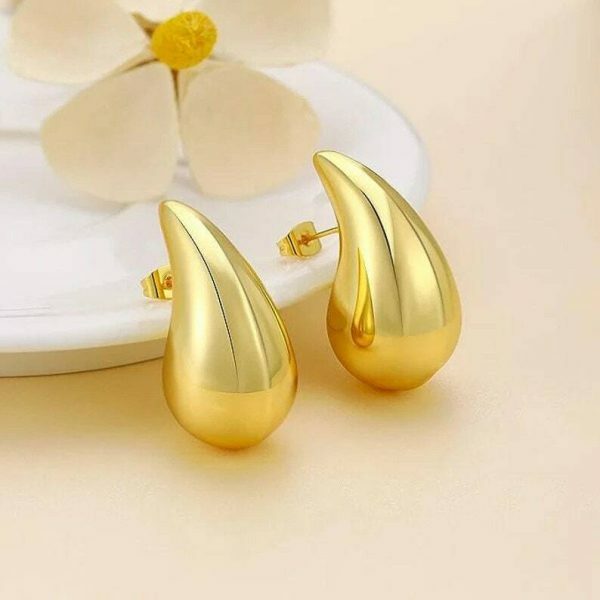 Chunky Gold & Silver Teardrop Huggies | Statement Earrings