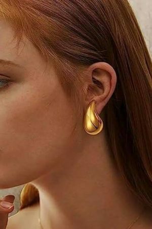 Chunky Gold & Silver Teardrop Huggies | Statement Earrings