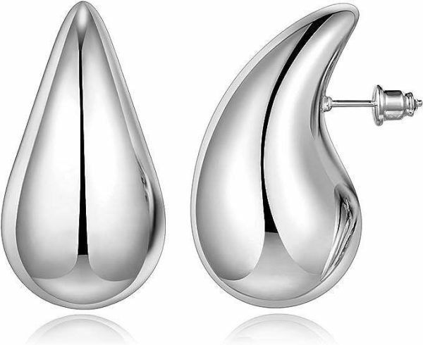 Chunky Gold & Silver Teardrop Huggies | Statement Earrings