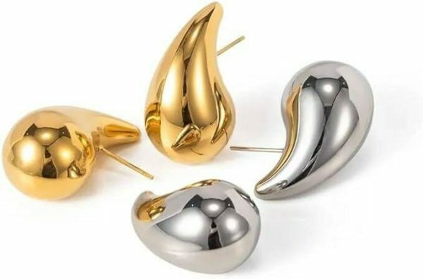 Chunky Gold & Silver Teardrop Huggies | Statement Earrings