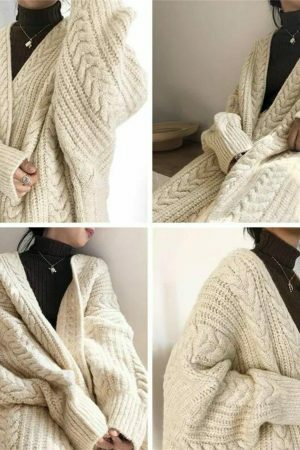 Chunky Knit Y2K Cardigan for Women, Streetwear Style