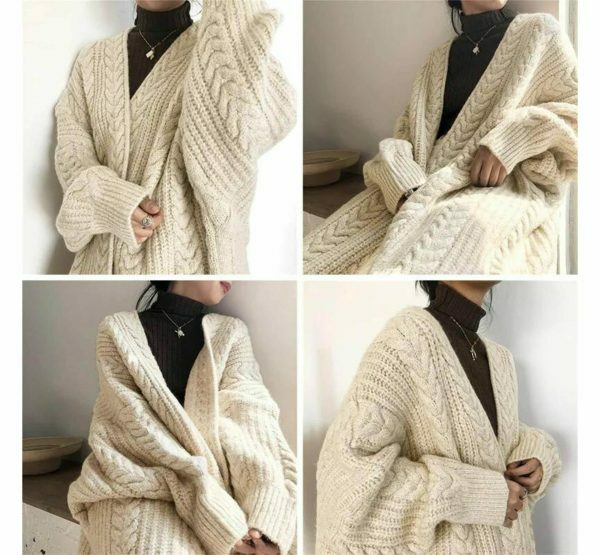 Chunky Knit Y2K Cardigan for Women, Streetwear Style