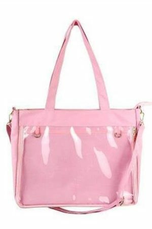 Clear Window Ita Bag: Kawaii Lolita Crossbody for Pins Display, Y2K Streetwear Shoulder School Bag