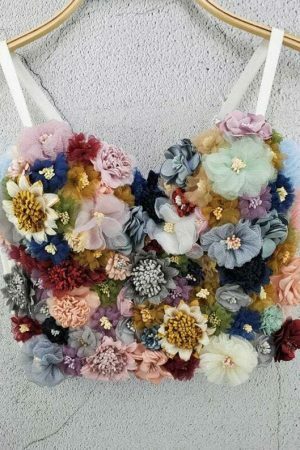 Colorful Applique Bustier Top - Y2K Streetwear Fashion