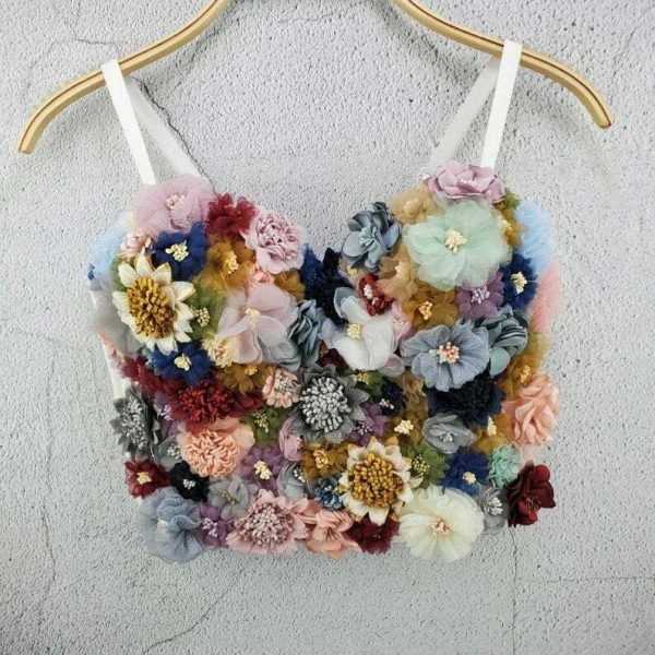 Colorful Applique Bustier Top - Y2K Streetwear Fashion