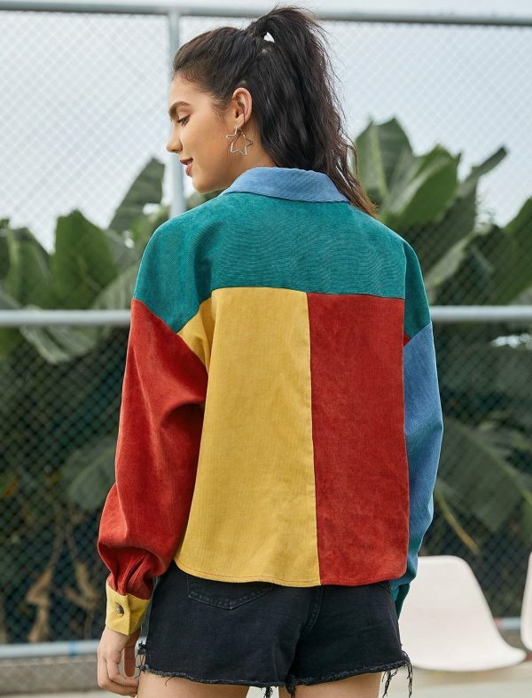 Colorful Velvet Hit Color Bomber Jacket | Y2K Streetwear Women's Top