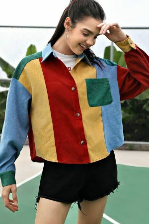 Colorful Velvet Hit Color Bomber Jacket | Y2K Streetwear Women's Top