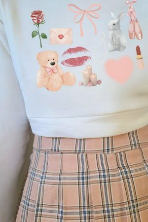 Coquette Things Girlcore Dollcore Angelcore Crop Sweatshirt