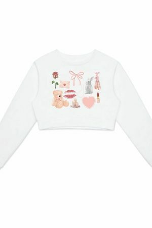 Coquette Things Girlcore Dollcore Angelcore Crop Sweatshirt