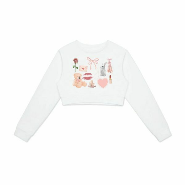 Coquette Things Girlcore Dollcore Angelcore Crop Sweatshirt