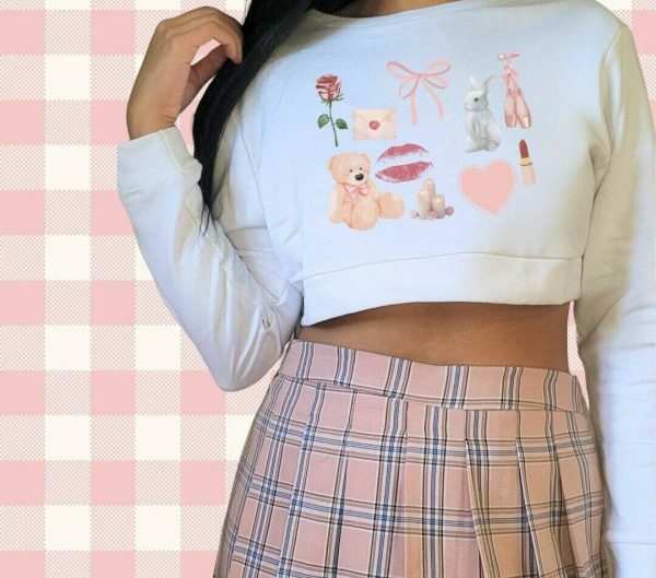 Coquette Things Girlcore Dollcore Angelcore Crop Sweatshirt