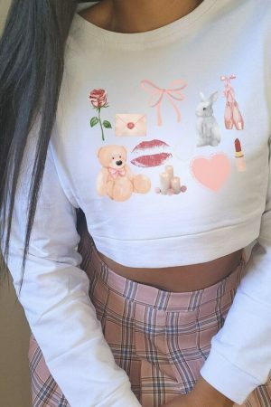 Coquette Things Girlcore Dollcore Angelcore Crop Sweatshirt