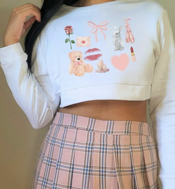 Coquette Things Girlcore Dollcore Angelcore Crop Sweatshirt