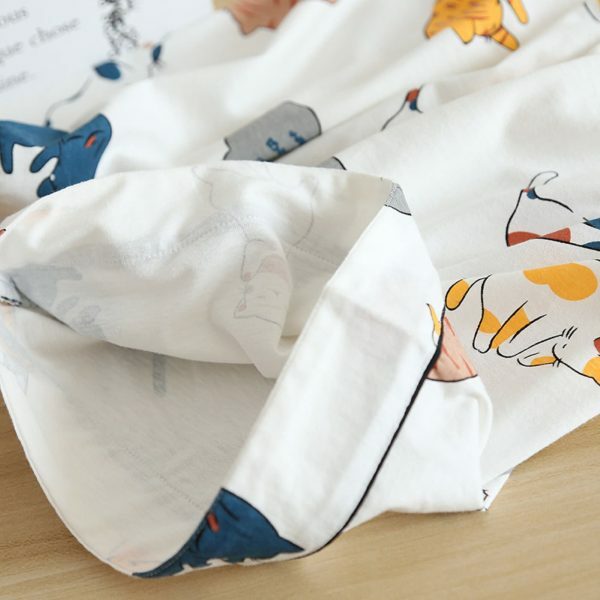 Cotton Cat Print Pajama Set | Y2K Streetwear Sleepwear for Women